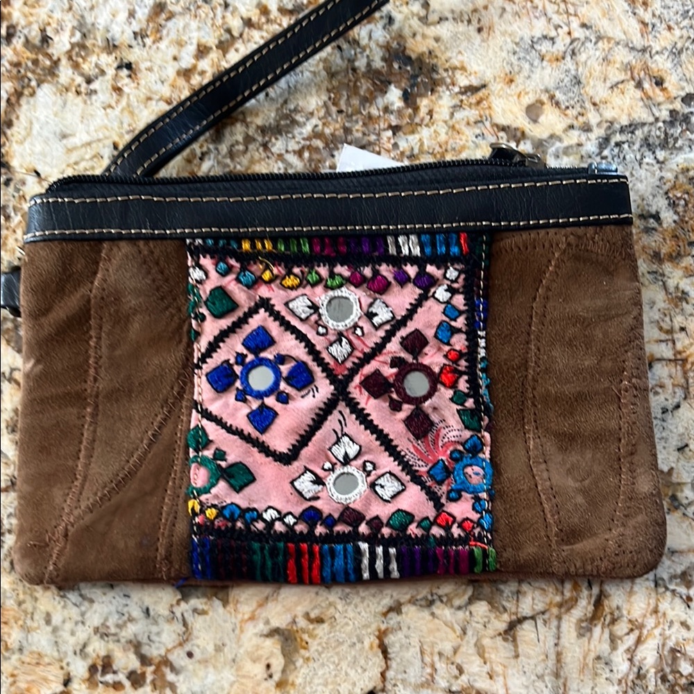 Vaan & Co Artisanal Brown and Black Embroidered Clutch